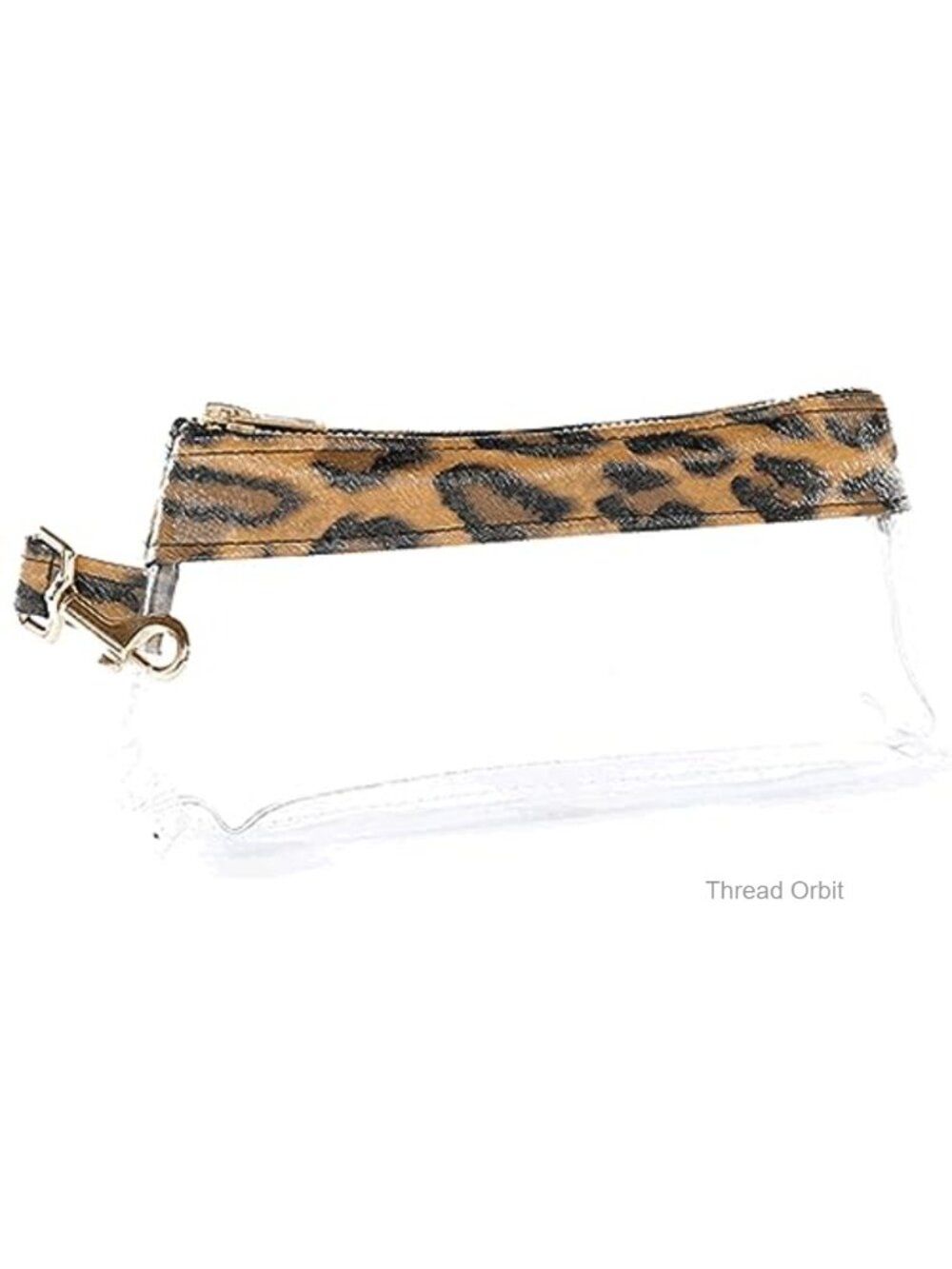 Clear Small Travel Purse Clutch for Women - Leopard Trim with Gold Zipper